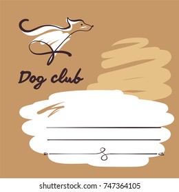 Sketch vector illustration. Dog club template logo. Hand-drawn image of dog.