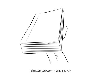 Sketch Vector Illustration for Education Related Article, Hand Holding Big Book
