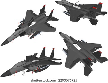Esbozar ilustración vectorial de un avión de combate con misiles