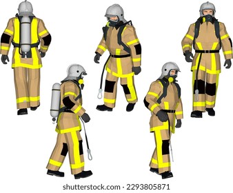 Sketch vector illustration of a firefighter in uniform