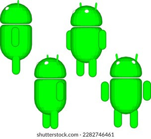 sketch vector illustration of green robot icon