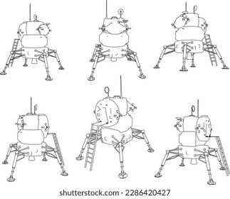 esbozo ilustración vectorial módulo lunar satélite espacial