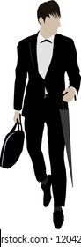 Sketch vector illustration of a man looks like Batmans enemy Penguin