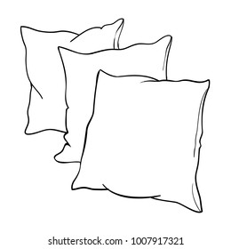 sketch vector illustration of pillow, art, pillow isolated, white pillow, bed pillow