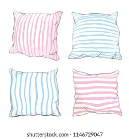 sketch vector illustration of pillow, art, pillow isolated, white pillow, bed pillow