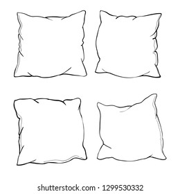 sketch vector illustration of pillow, art, pillow isolated, white pillow, bed pillow