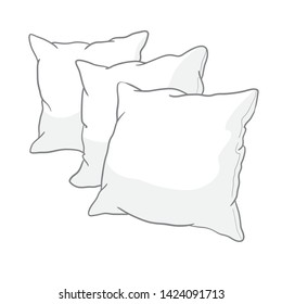 sketch vector illustration of pillow, art, isolated, white, bed