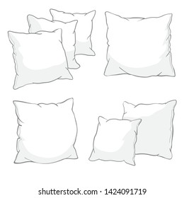 sketch vector illustration of pillow, art, isolated, white, bed