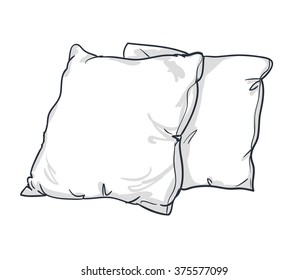 sketch vector illustration of pillow, art, pillow isolated, white pillow, bed pillow