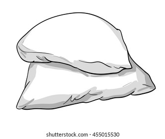 sketch vector illustration of pillow, art, pillow isolated, white pillow, bed pillow