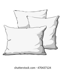 sketch vector illustration of pillow, art, pillow isolated, white pillow, bed pillow