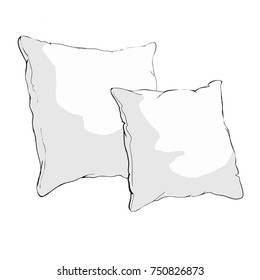 sketch vector illustration of pillow, art, pillow isolated, white pillow, bed pillow