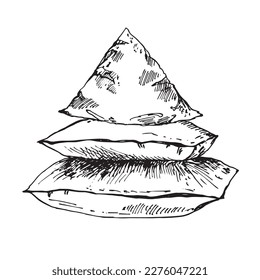 sketch vector illustration pillow, hand drawn white