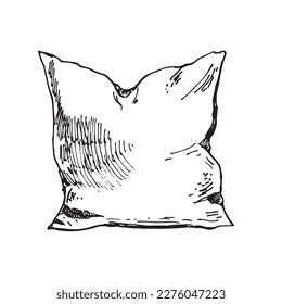 sketch vector illustration pillow, hand drawn white