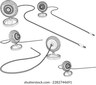 ilustración vectorial de esbozo de la cámara web portátil mini cctv