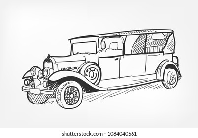 sketch vector illustration retro car