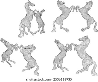 Sketch vector illustration silhouette art design animal sculpture dancing horse