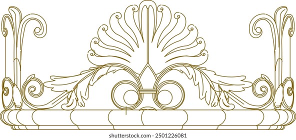 Sketch Ilustración vectorial silueta detalle de diseño ornamento decoración clásico antiguo vintage étnico europeo romano griego