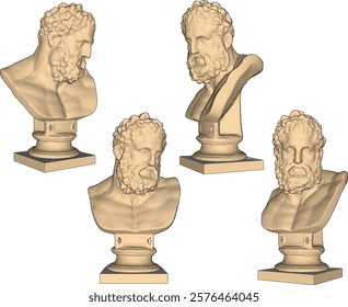 sketch vector illustration silhouette design statue half body philosopher thinker roman greek classic vintage ethnic europe