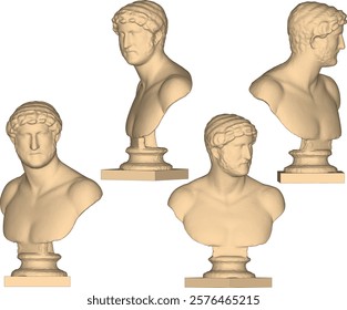 sketch vector illustration silhouette design statue half body philosopher thinker roman greek classic vintage ethnic europe