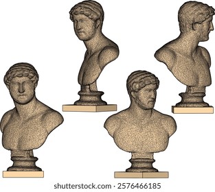 sketch vector illustration silhouette design statue half body philosopher thinker roman greek classic vintage ethnic europe