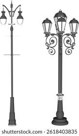 sketch vector illustration silhouette design classic vintage city park lamp ethnic europe