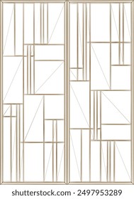 Sketch vector illustration, silhouette drawing, detailed design of interior wardrobe partition, geometric pattern background