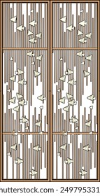 Sketch vector illustration, silhouette drawing, detailed design of interior wardrobe partition, geometric pattern background