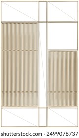 Sketch vector illustration, silhouette drawing, detailed design of interior wardrobe partition, geometric pattern background