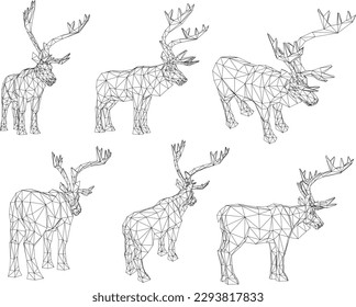 Sketch vector illustration of a wild deer with long horns