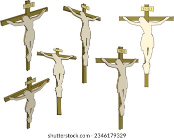 Sketch vector illustration of a wooden cross with jesus on the cross