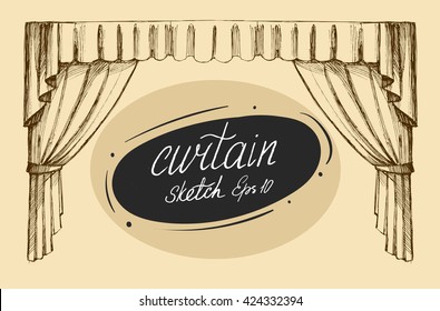 C?urtain sketch. Vector. Isolated