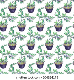 Sketch vector of lemon grow in pot on white background