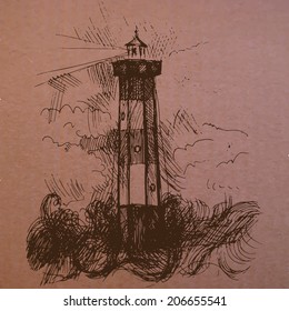 Sketch vector lighthouse illustration