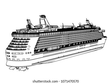 Sketch Vector Liner Cruise Stock Vector (Royalty Free) 1071470570 ...