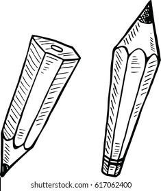 Sketch Vector Of Pencil In Doodle Style 