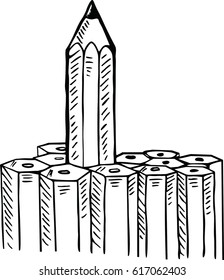 Sketch vector of pencil in doodle style 