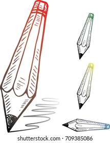 Sketch vector of pencil in doodle style 