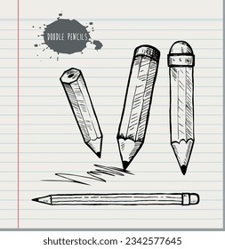 Sketch vector of pencil on paper background, vector illustration