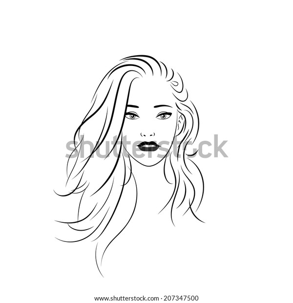 Sketch Vector Pretty Woman Face Illustration Stock Vector (Royalty Free ...