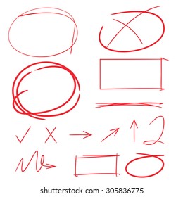sketch vector set of highlighter elements