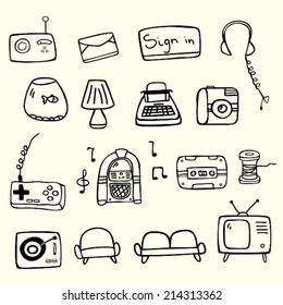 Sketch vector set of home equipment icons