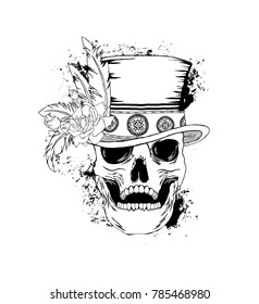 sketch vector skull illustration vector graphic and romantic graphic for tee print