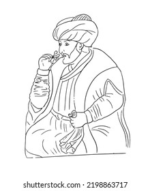 Sketch Vector Of A Sultan Of The Ottoman Empire.