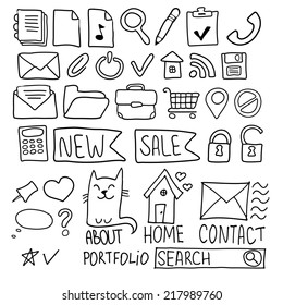 Sketch vector web icons on the white background