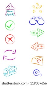 sketch vector of web internet icons