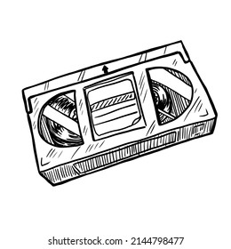 Sketch of VHS vector illustration on white background