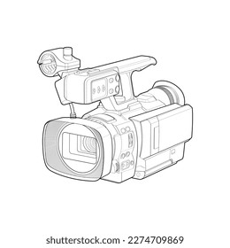 sketch of a video camera on a white backgroundra. video camera, vector sketch illustration for training tamplate