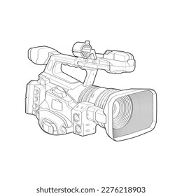 sketch of a video camera on a white backgroundra. video camera, vector sketch illustration for training tamplate