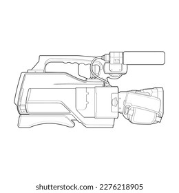 sketch of a video camera on a white backgroundra. video camera, vector sketch illustration for training tamplate